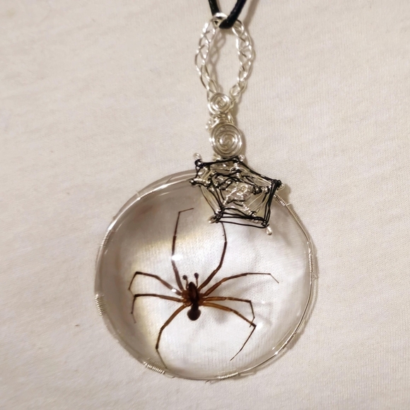 Silver Spider Pendant Necklace - Picture 6 of 7